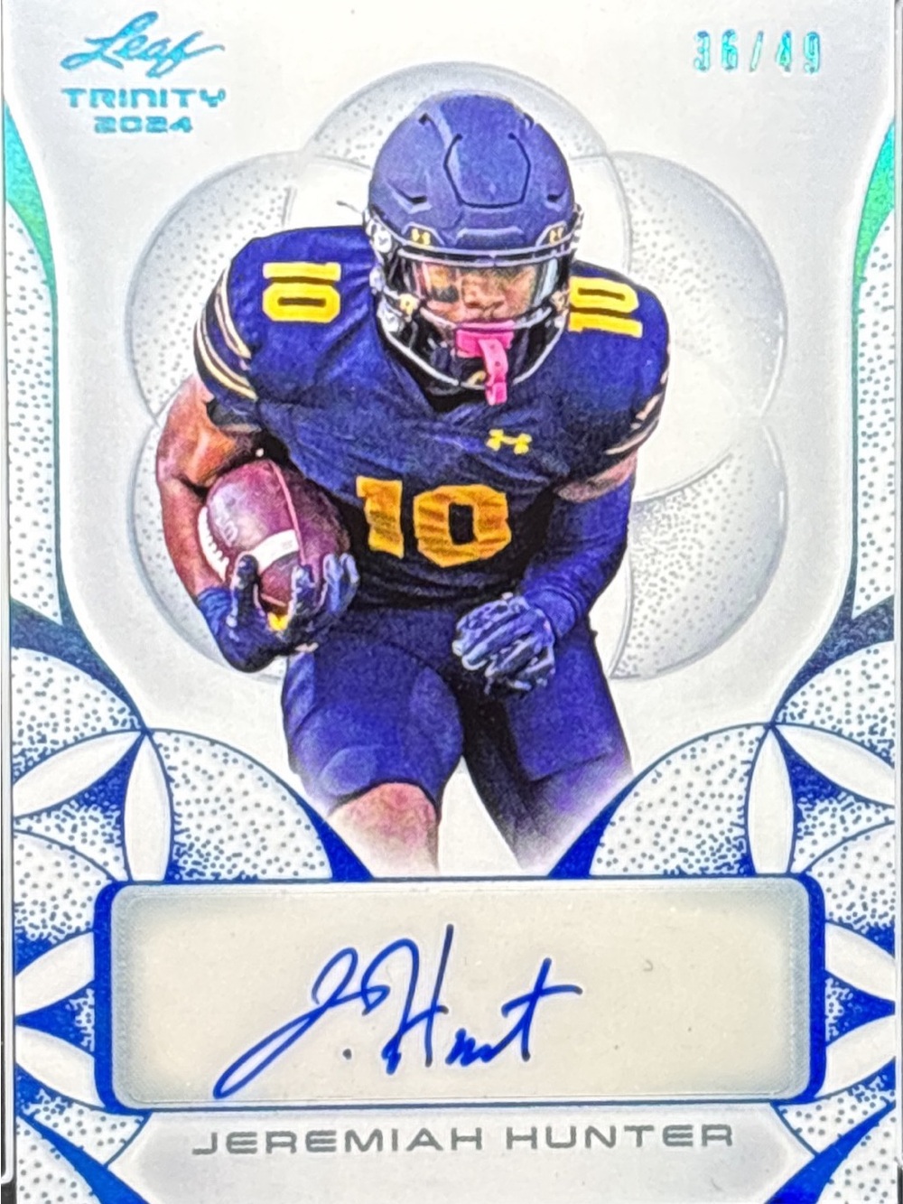 Leaf Trinity Jeremiah Hunter Autograph Card - LE 36/49